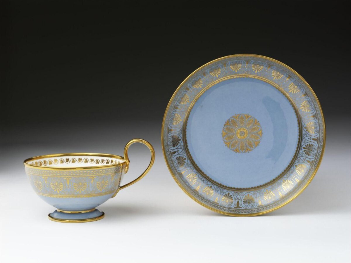 Blue and Gold Teacup and Saucer