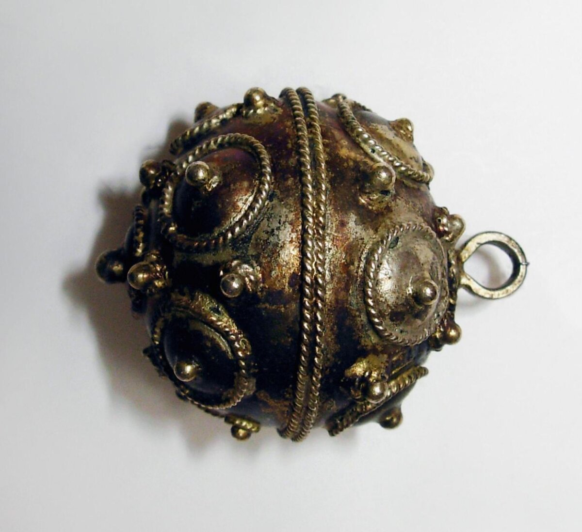 Antique Ornate Spherical Metal Pendant