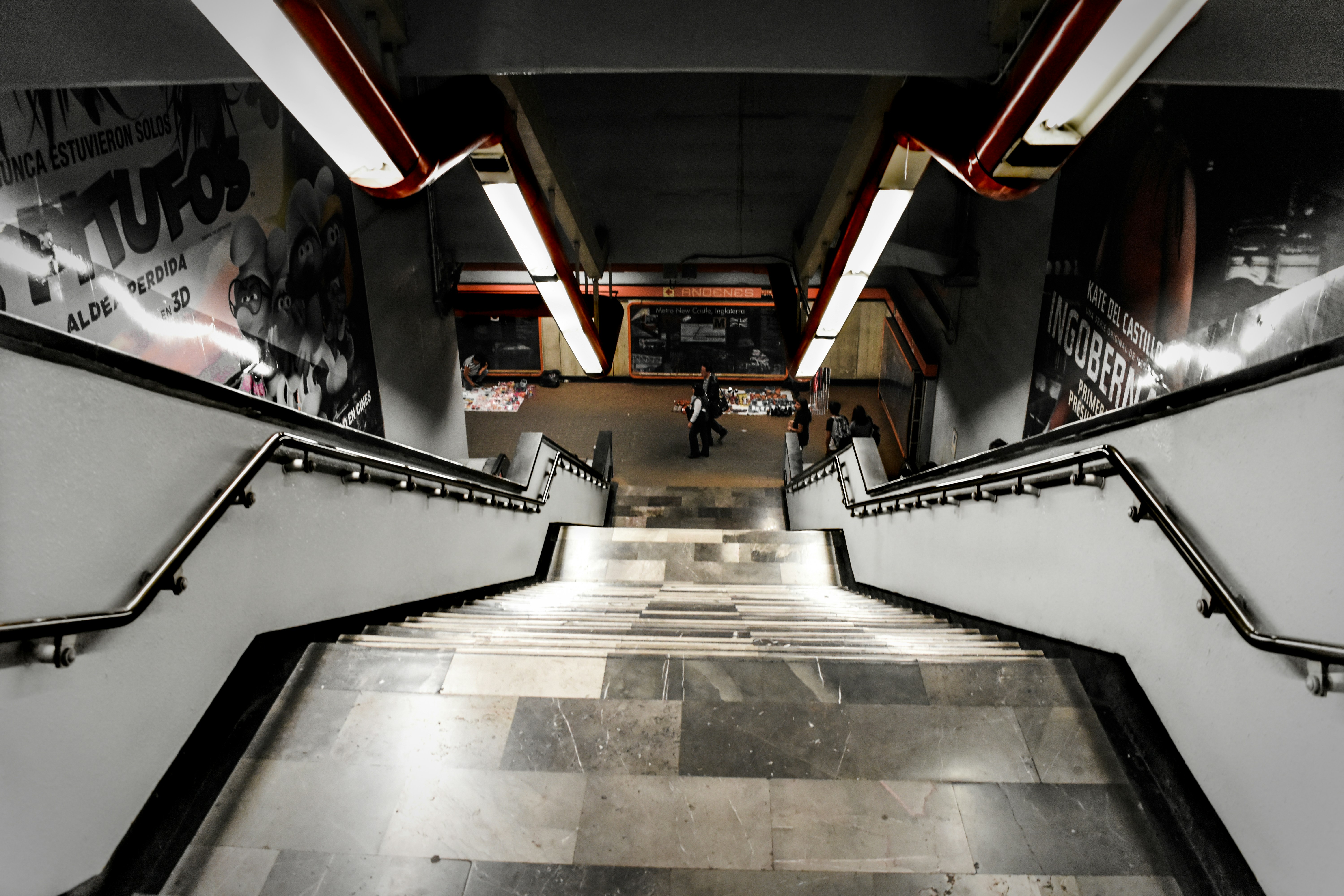 Down Staircase in Subway Station