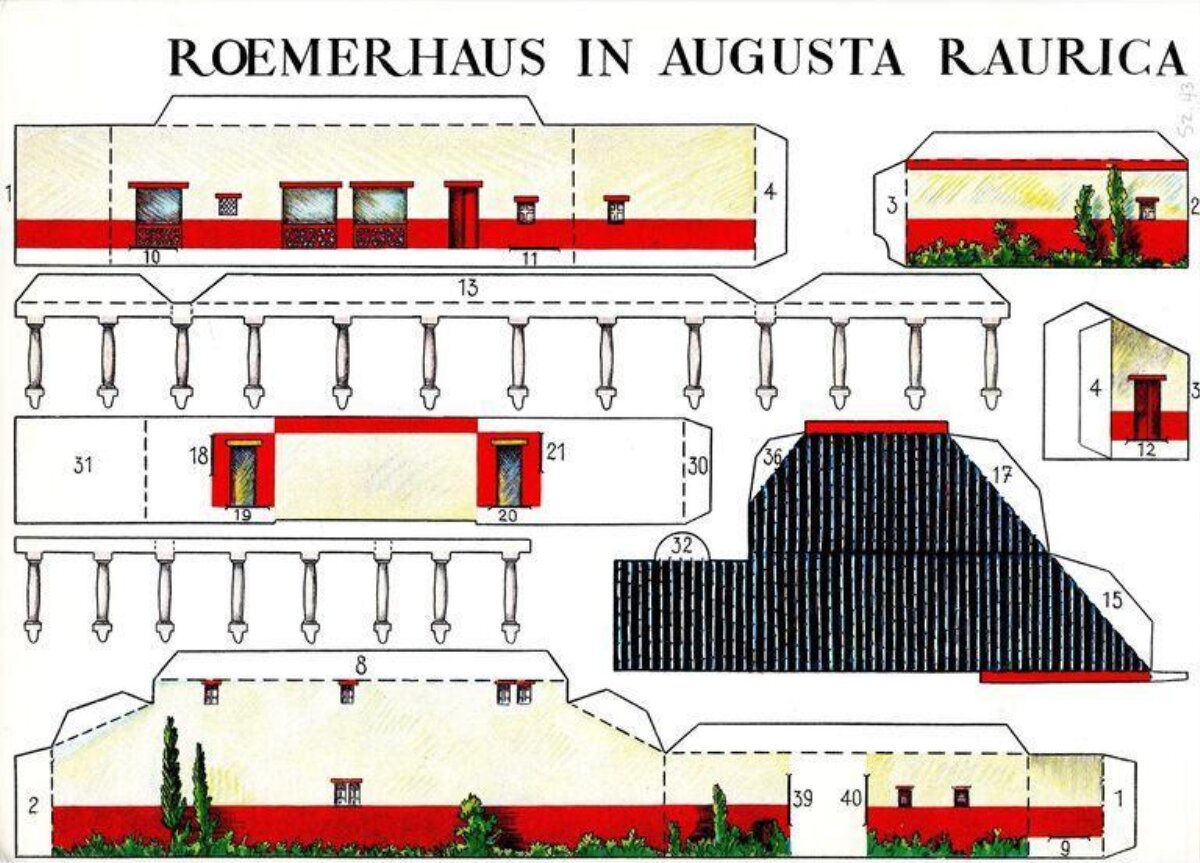 Augusta Raurica Roman House Paper Model Template