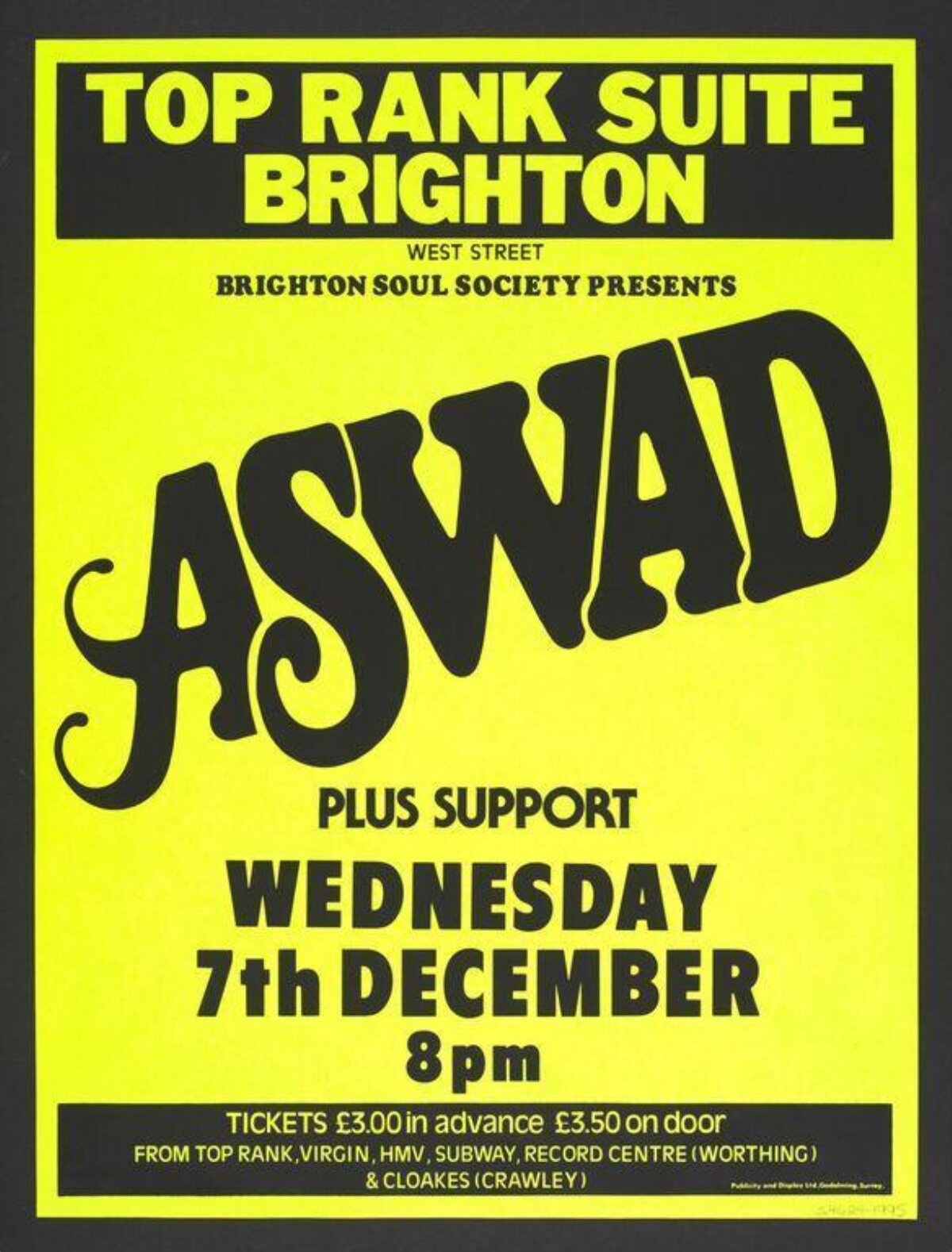 Aswad Brighton Concert Poster
