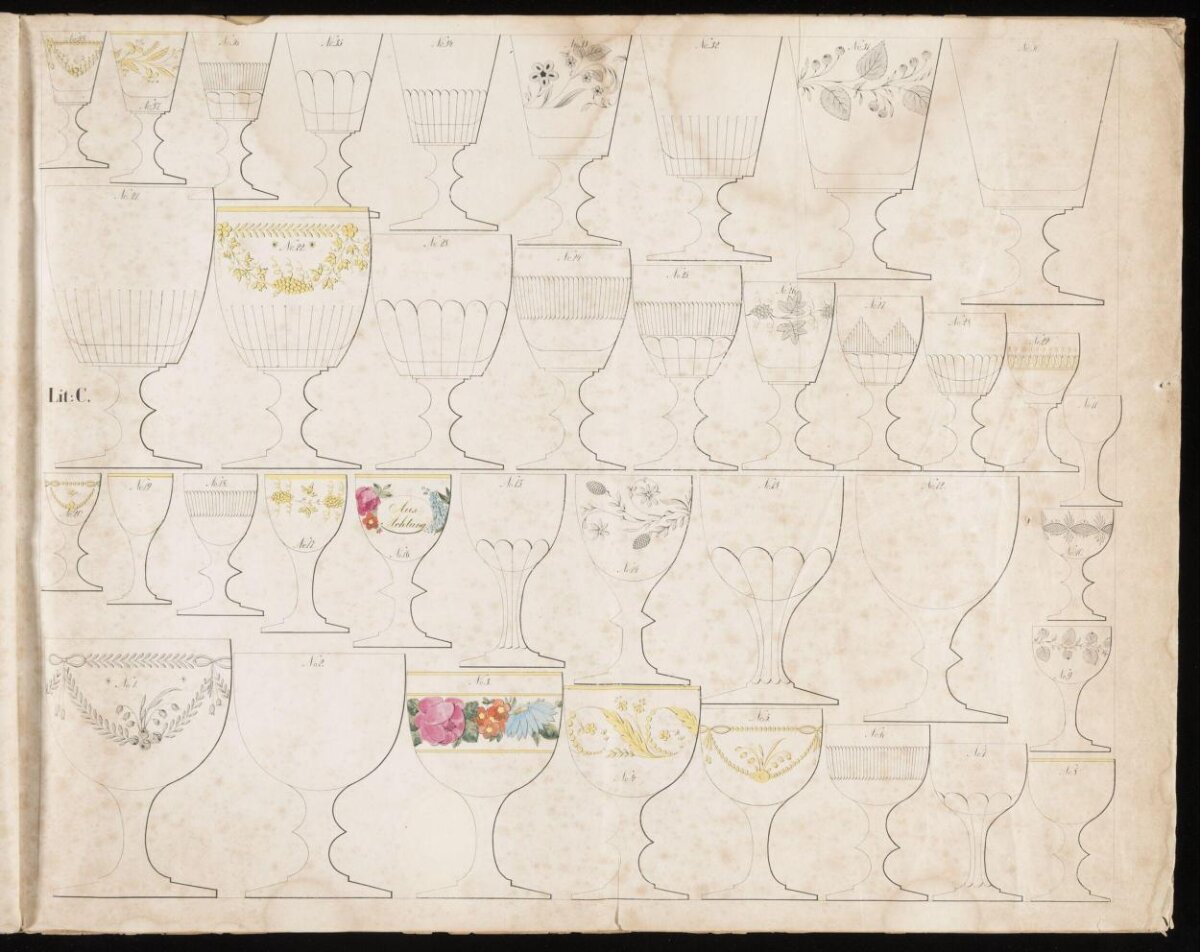 Antique Goblet Glass Design Sketches