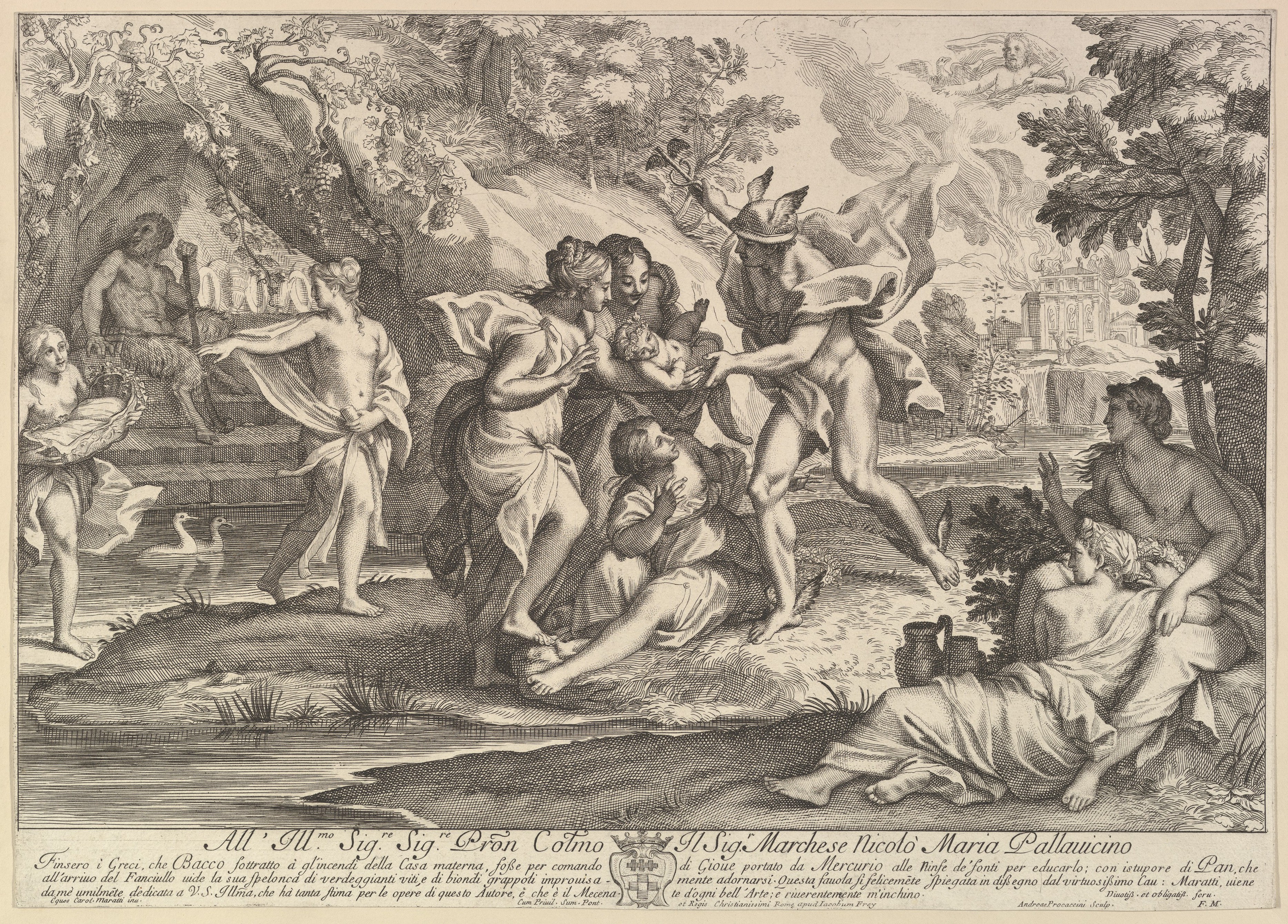 Mercury Receiving Infant Bacchus Engraving