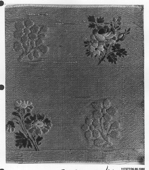 Antique Floral Woven Textile Fragment