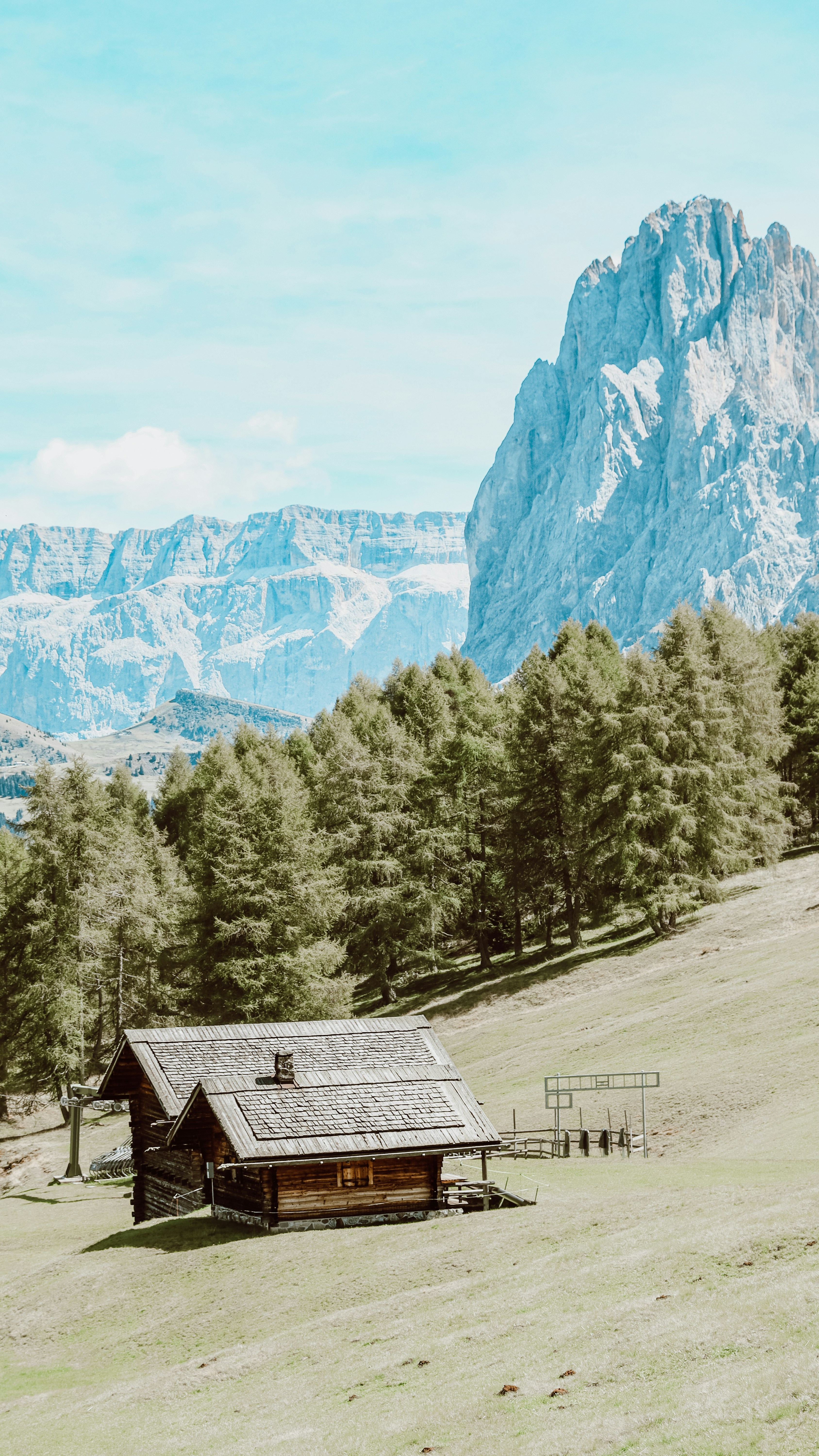 Wooden Cabin in Alpine Mountains