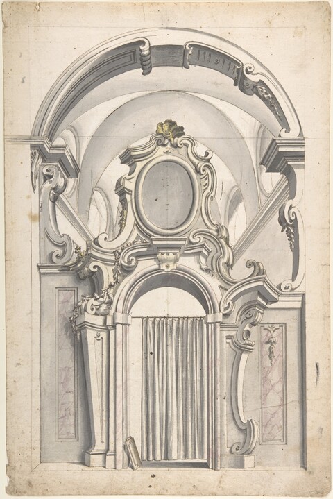 Ornate Baroque Door Design Drawing