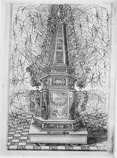 Engraved Funerary Fireworks Monument
