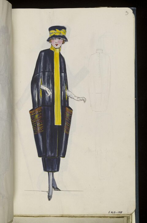 1920s Coat Outfit Fashion Sketch