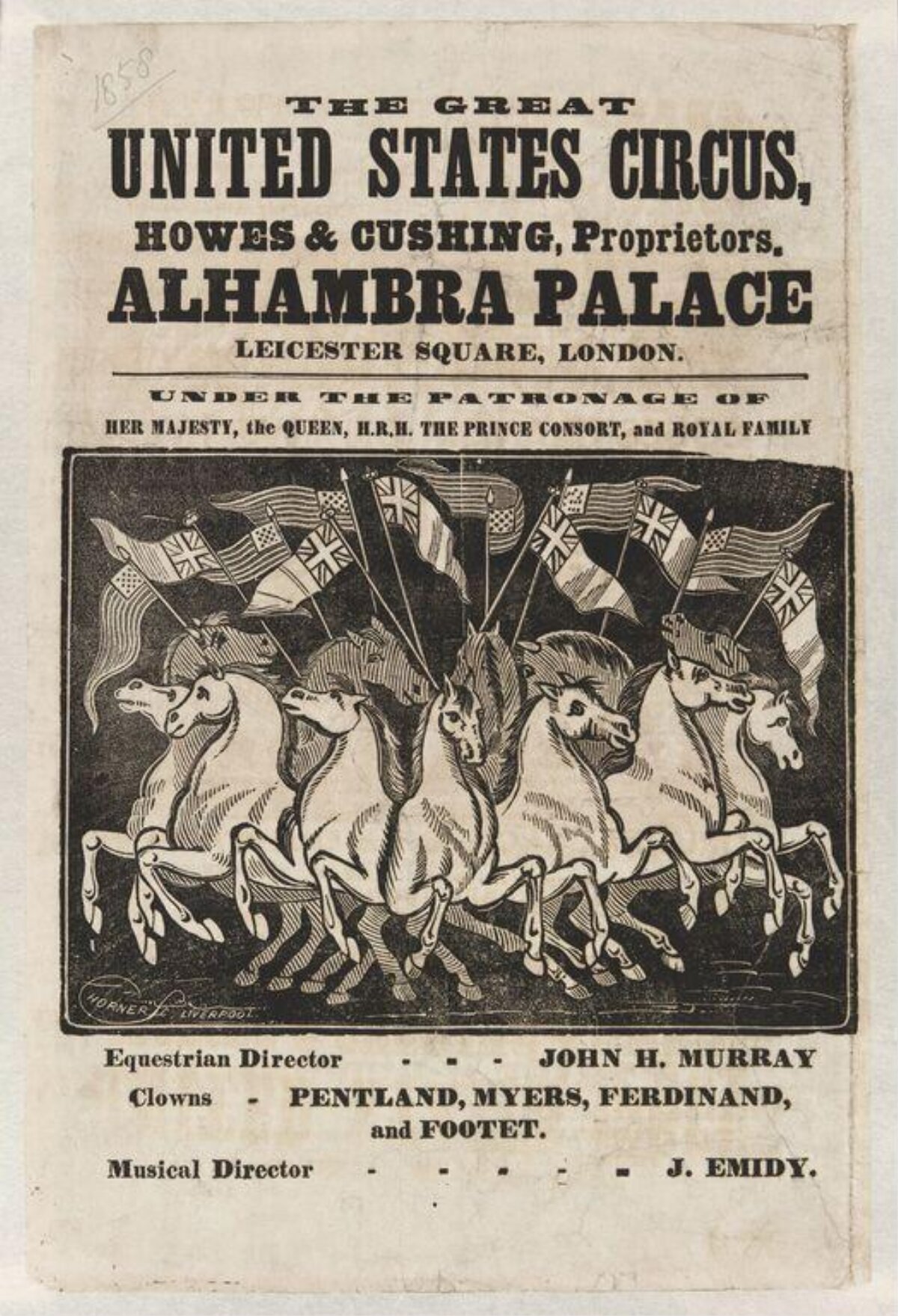1858 United States Circus Advertisement Poster