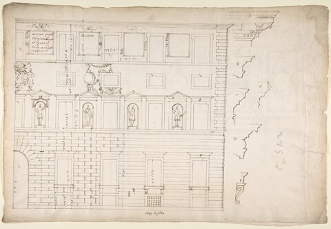 Hand-drawn Building Facade Architectural Sketch
