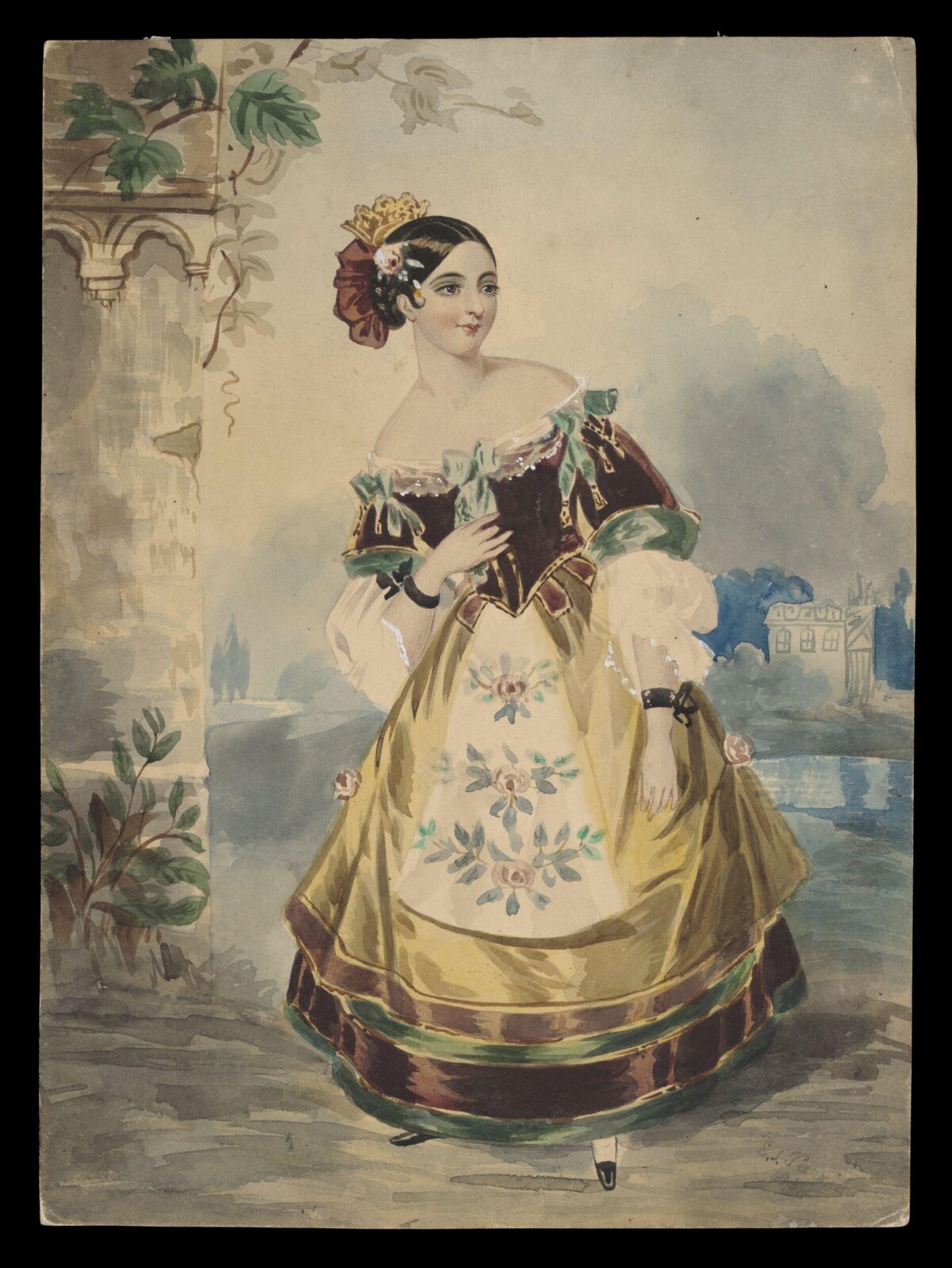 Watercolor Portrait of Victorian Lady