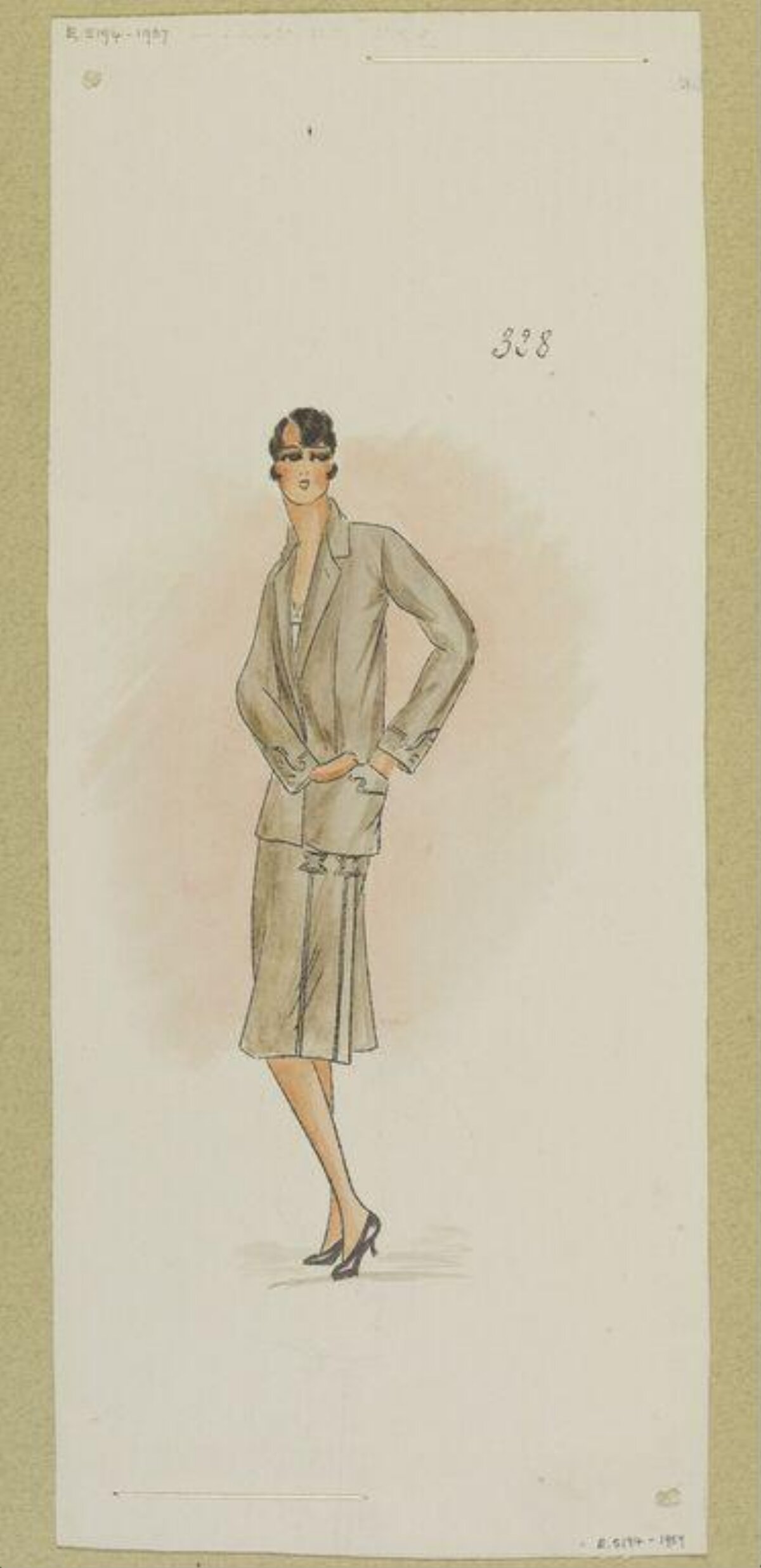 1920s Women's Suit Fashion Sketch