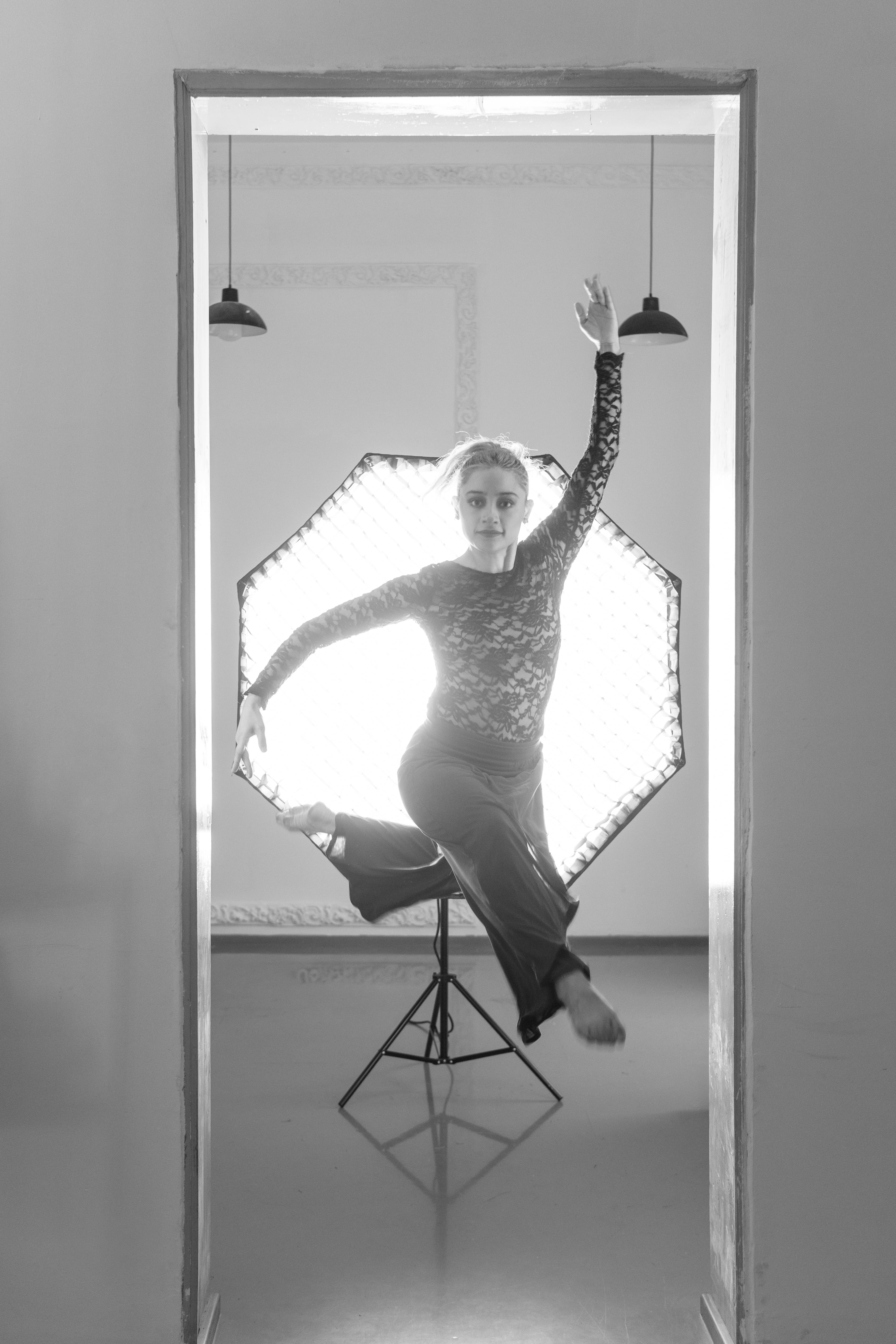 Female Dancer in Dynamic Dance Pose