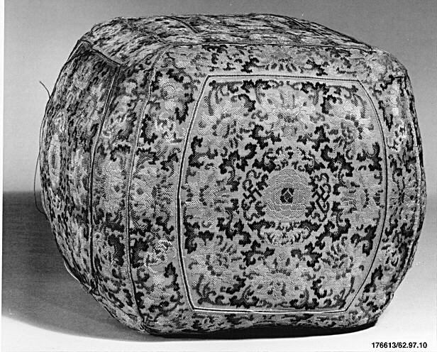 Antique Brocade Upholstered Pouf