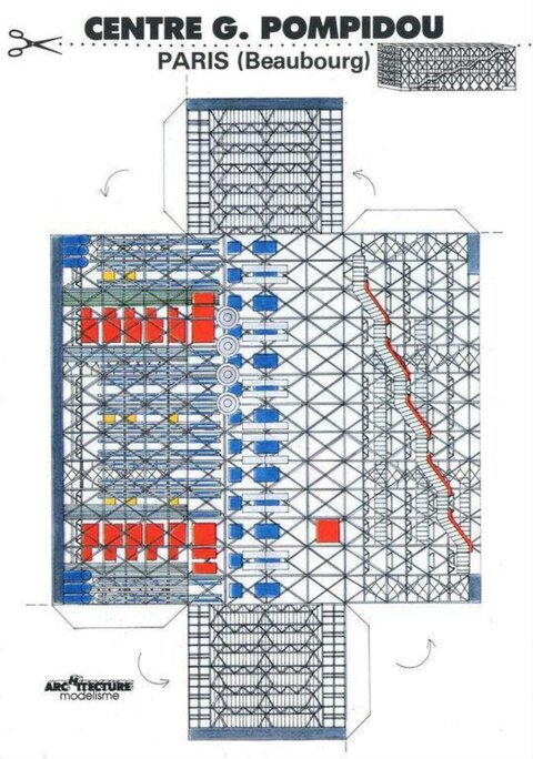 Centre Pompidou Paper Model Template