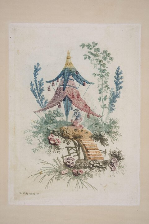 Chinoiserie Pagoda Tent Colored Engraving
