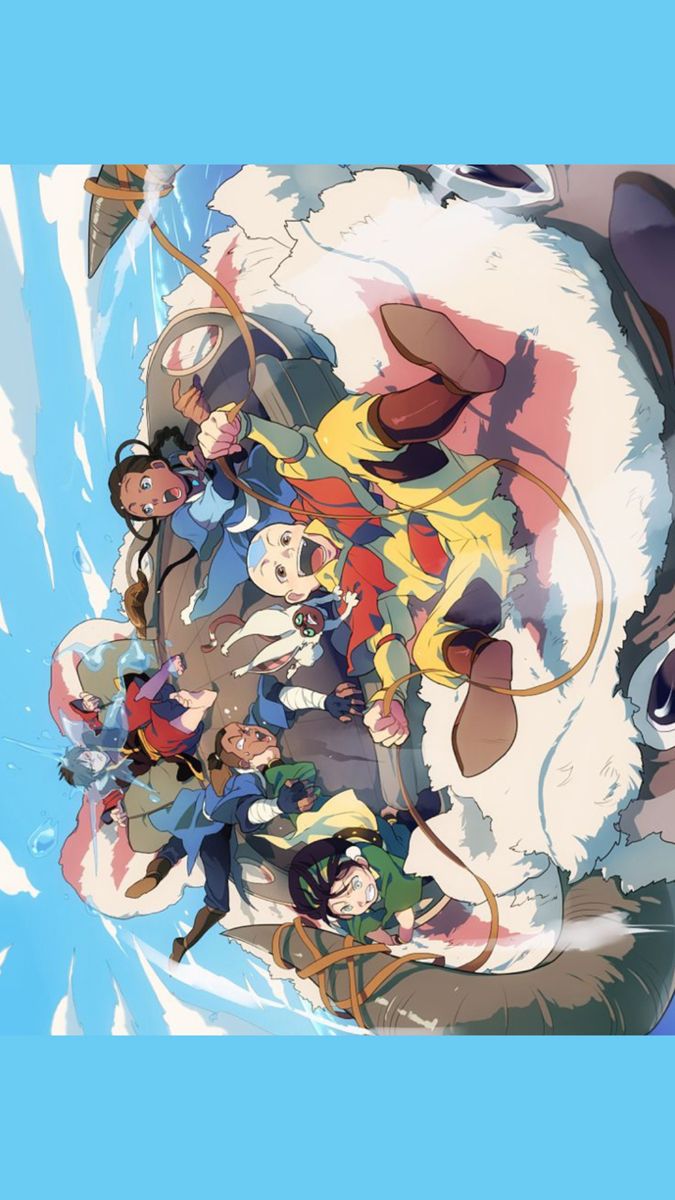 Team Avatar Flying on Appa