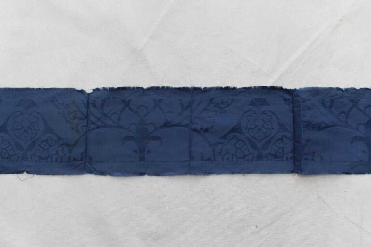 Blue Patterned Antique Textile Fragment