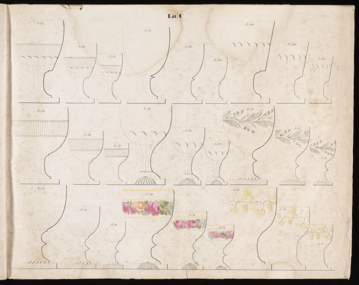Vintage Glass Goblet Design Sketches