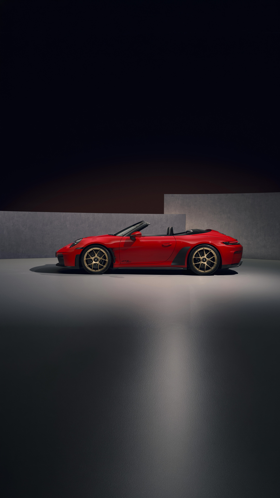Red Porsche Convertible in Studio