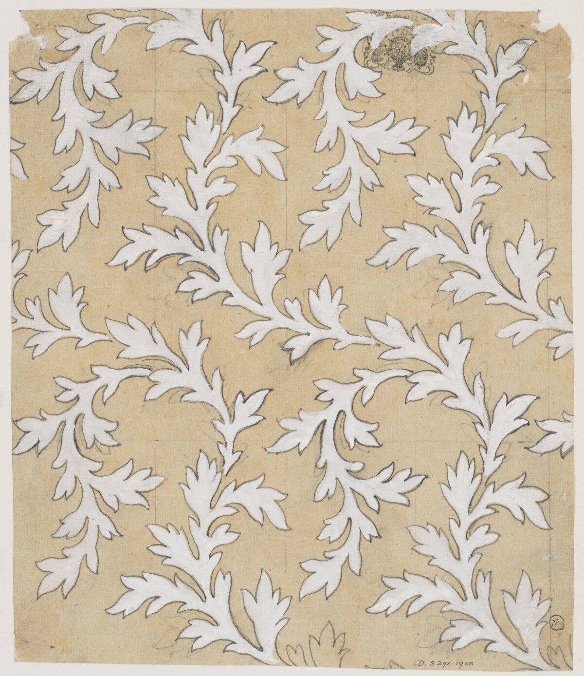 Vintage Repeating Leaf Pattern Sketch