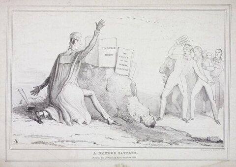 1830 Political Cartoon A Masked Battery