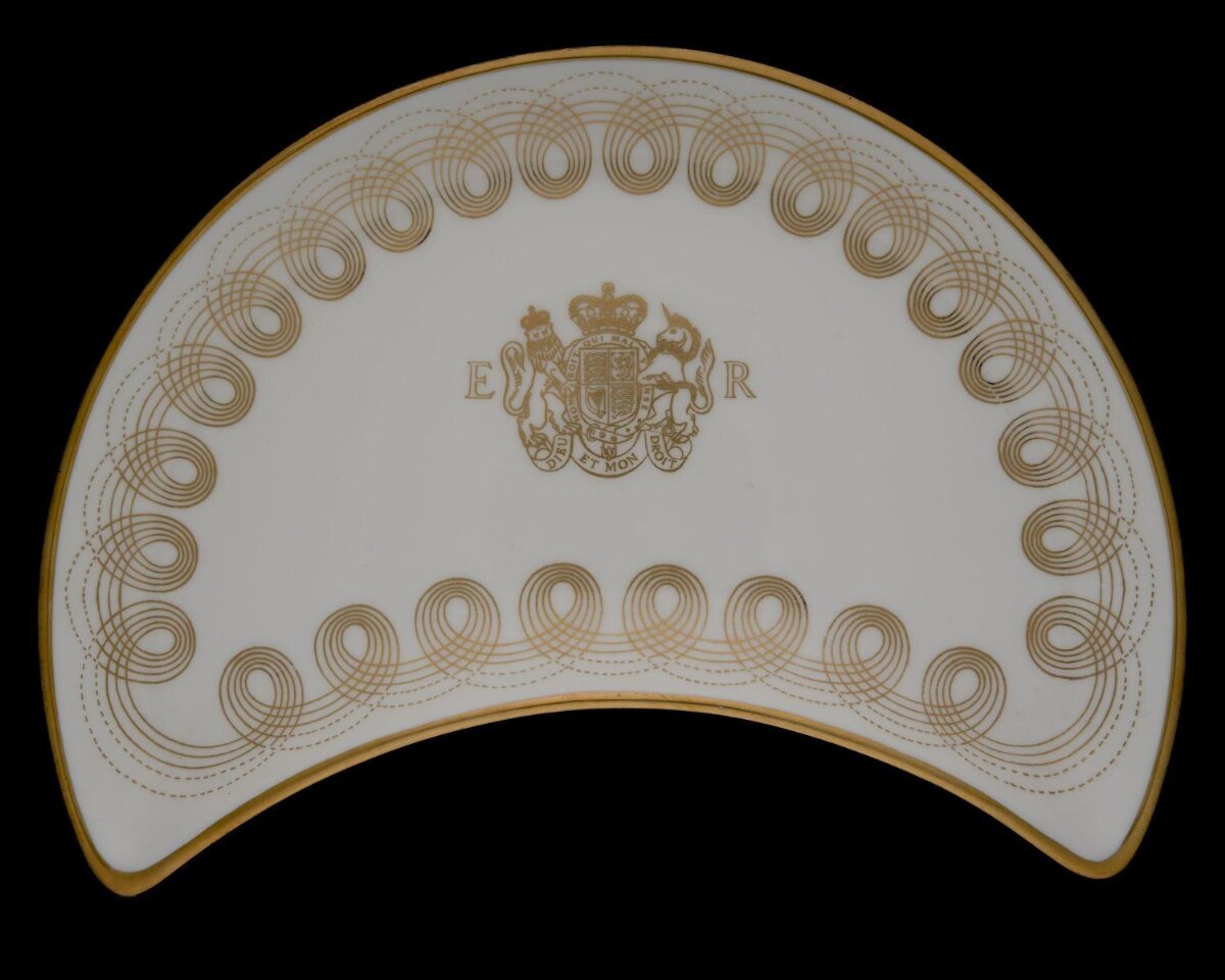 British Royal Golden Crest Crescent Plate