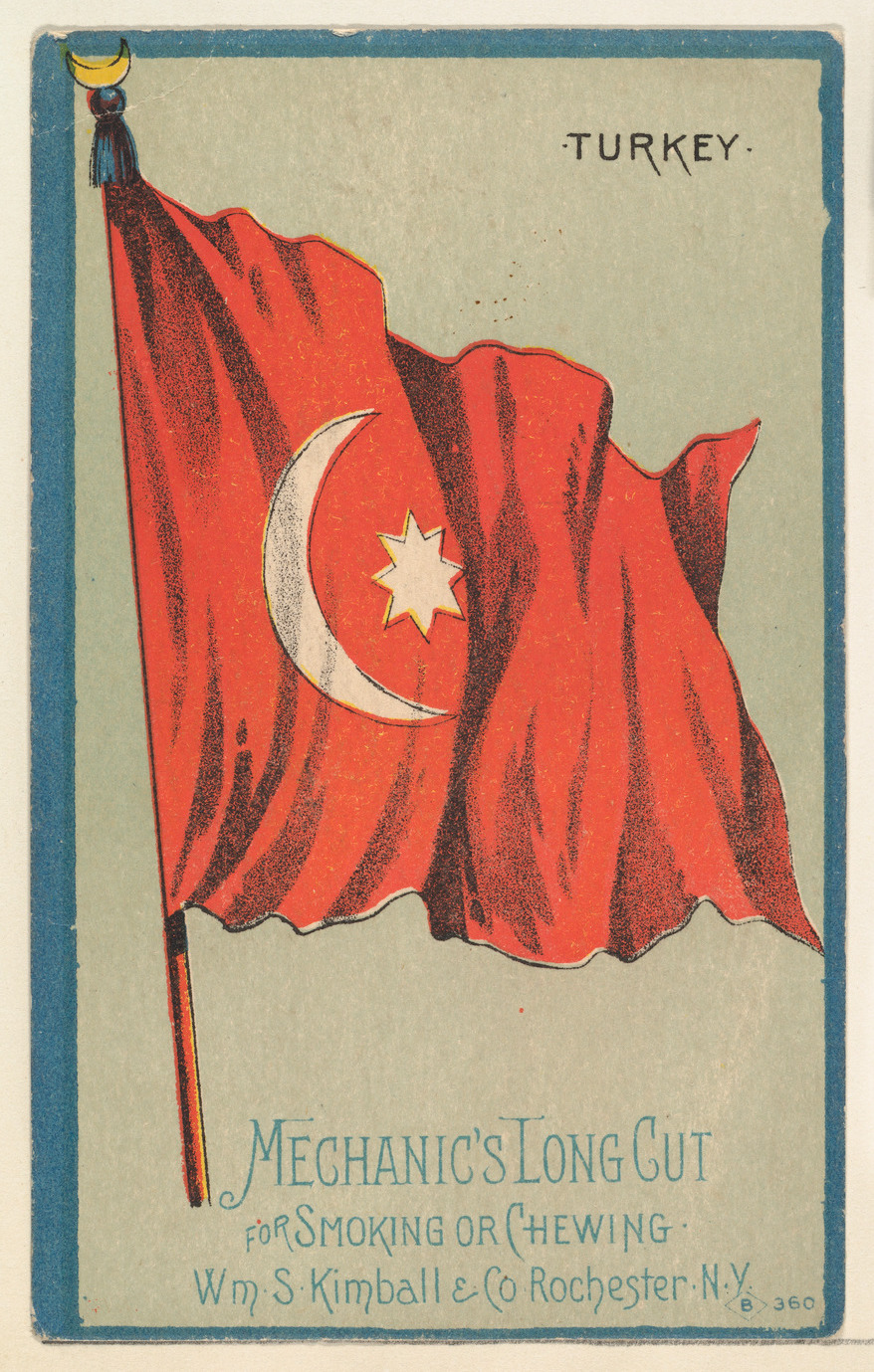 Vintage Turkish Flag Tobacco Ad Card