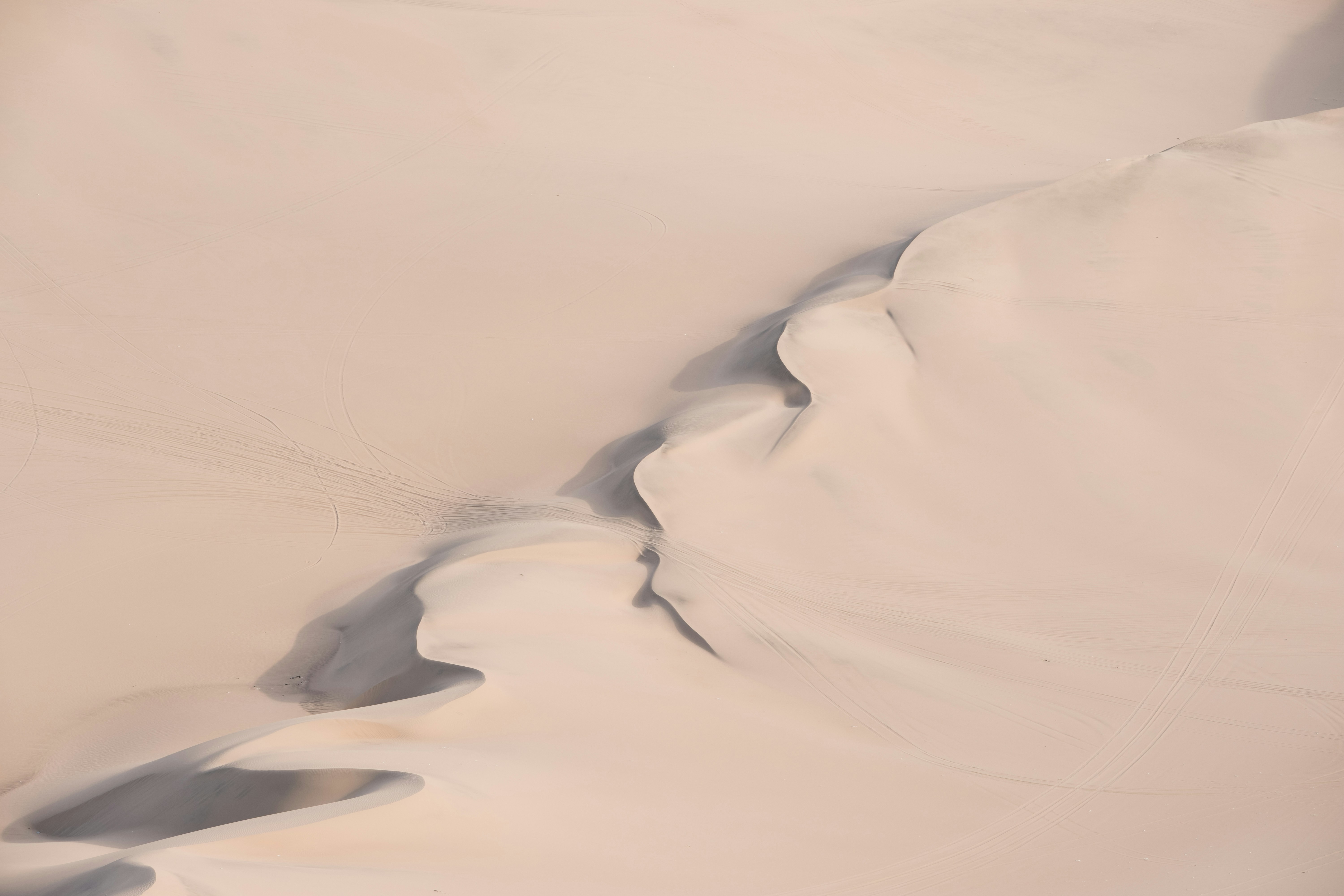 Aerial View of Desert Sand Dunes