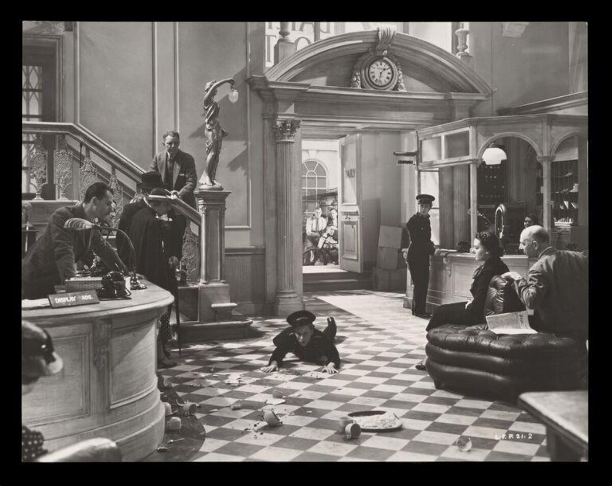 Vintage Bank Lobby Fight Scene