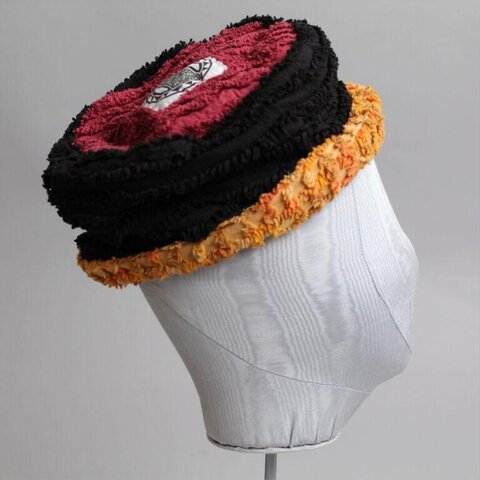 Fuzzy Colorblock Beret on Mannequin