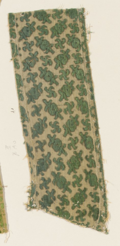 Green Patterned Antique Textile Fragment