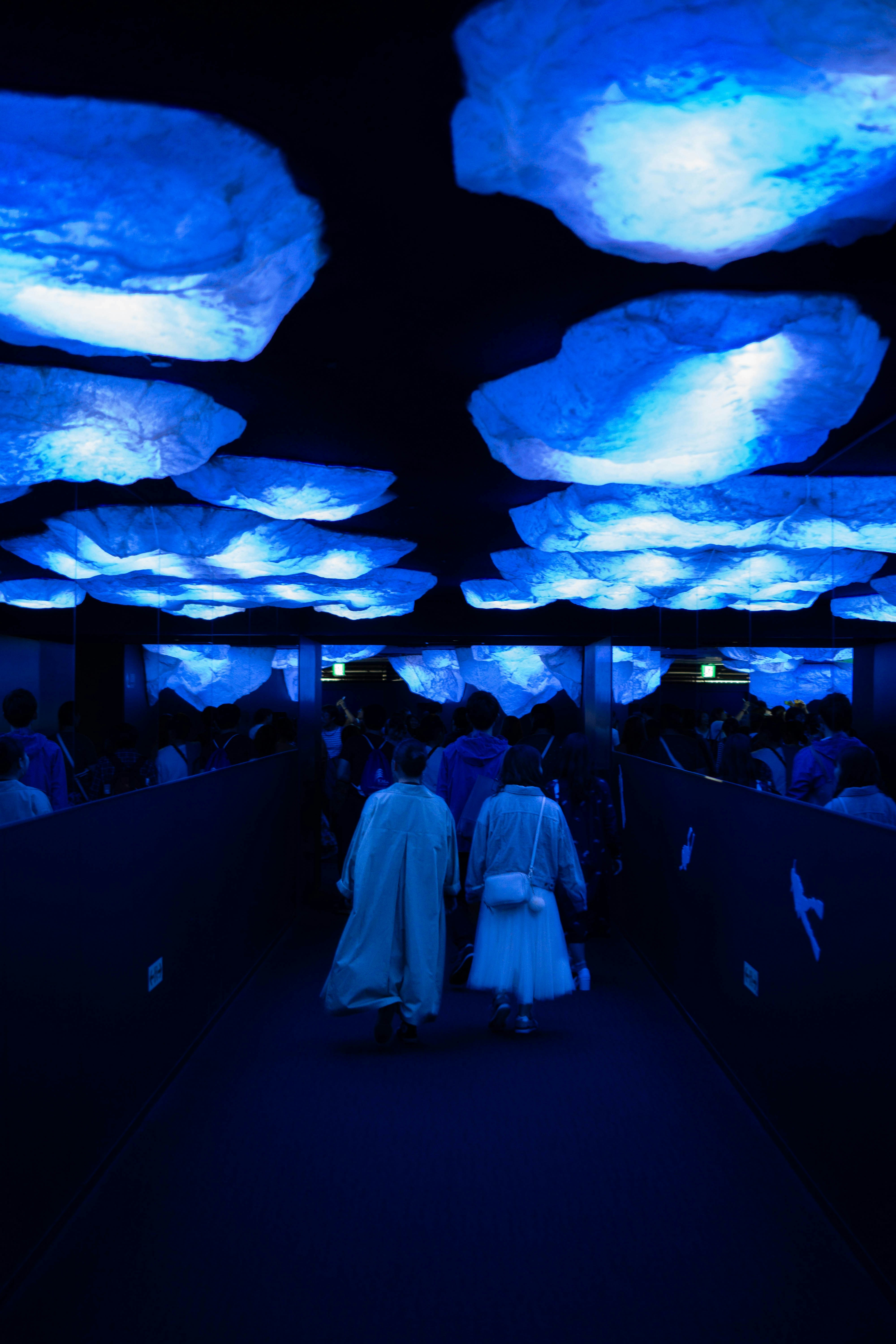 Blue Glowing Cloud Art Installation