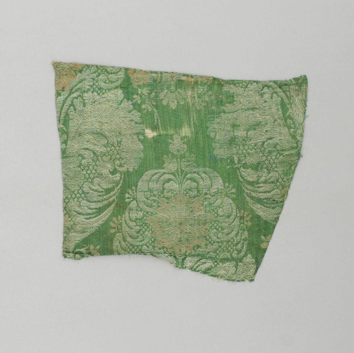 Green Patterned Antique Textile Fragment