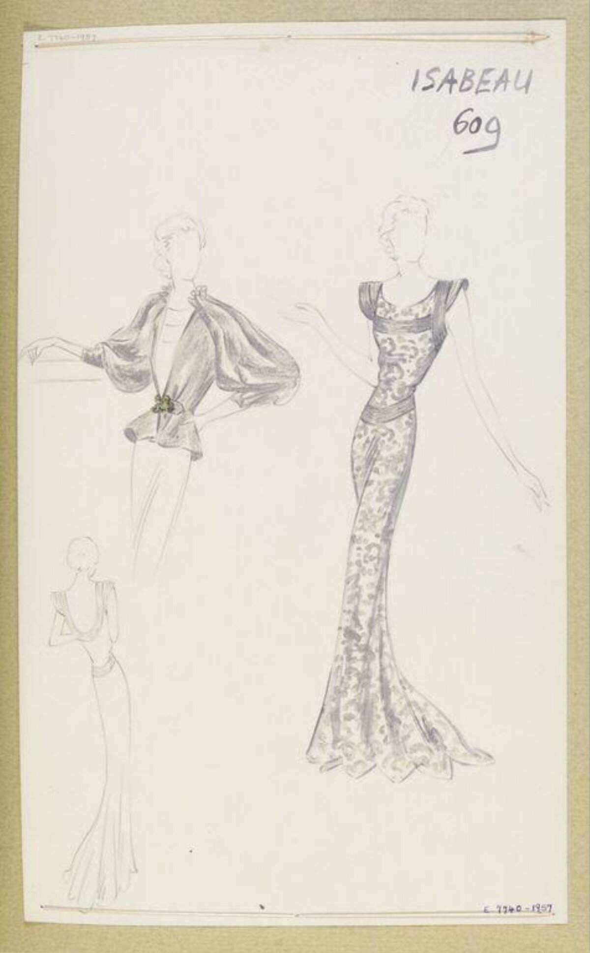 Vintage Evening Gown Fashion Sketch