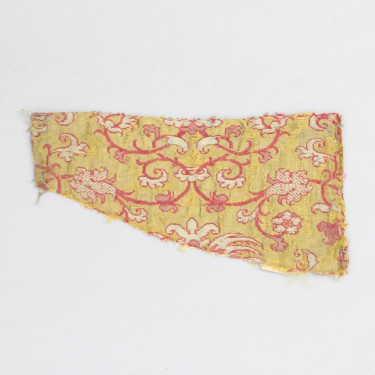 Yellow Ground Floral Silk Textile Fragment