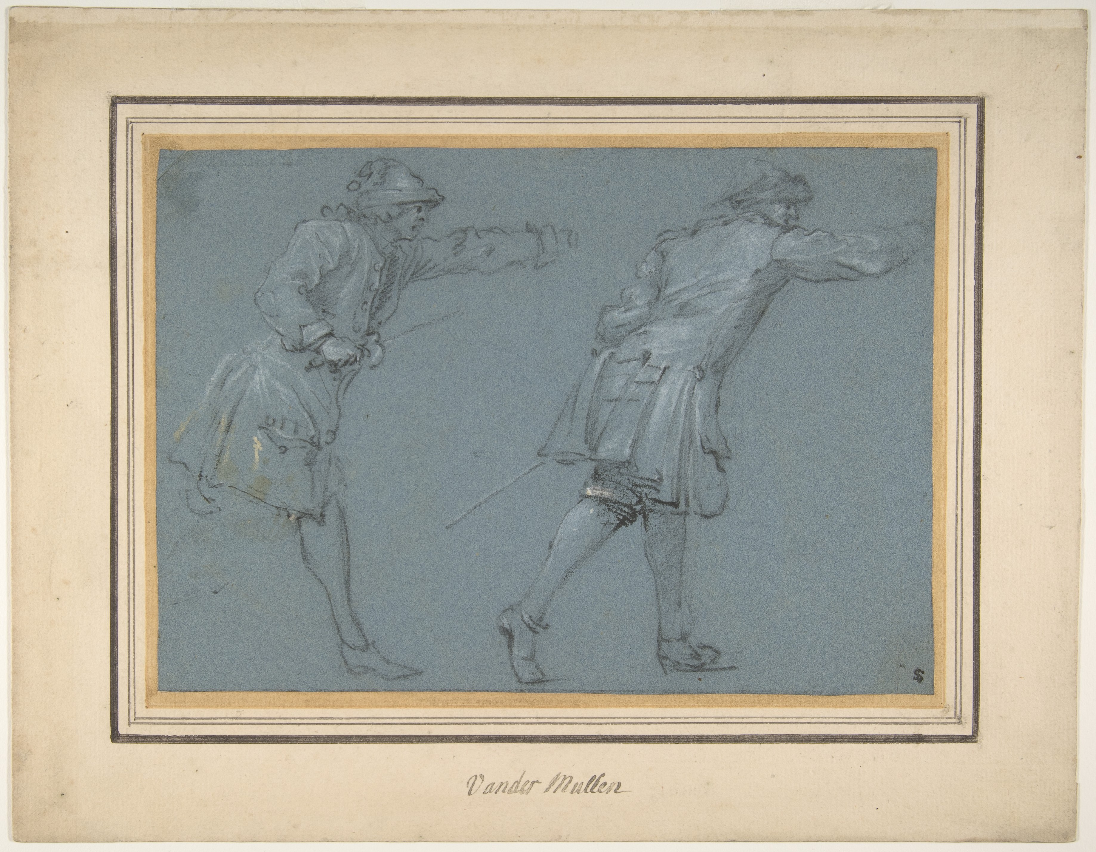 Two Pointing Men Figure Study Sketch