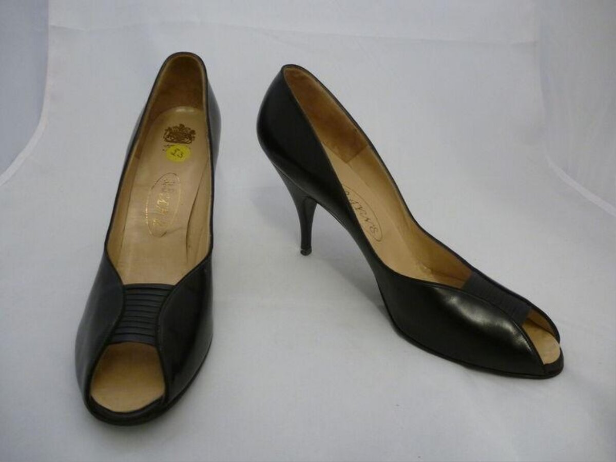 Pair of Black Peep-toe High Heels