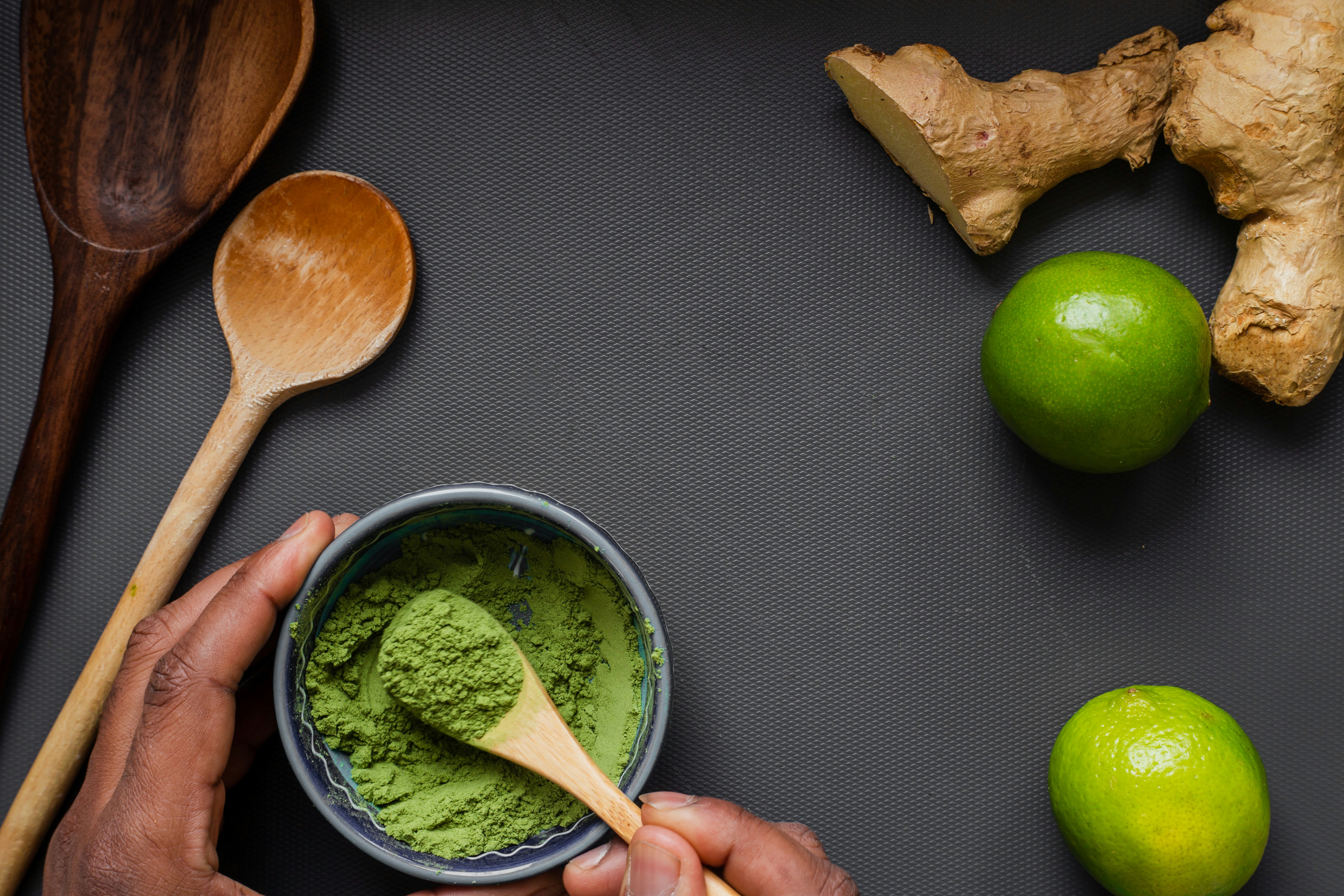 Matcha Prep with Fresh Ingredients