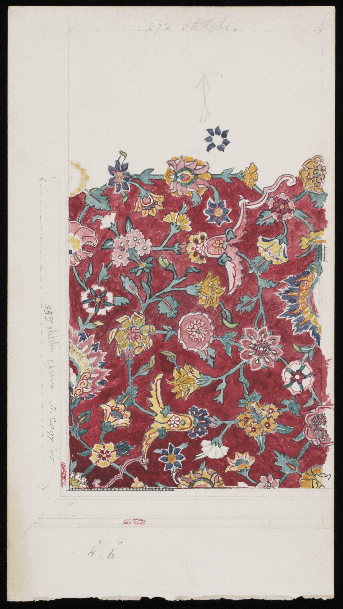 Hand-drawn Red Floral Textile Pattern