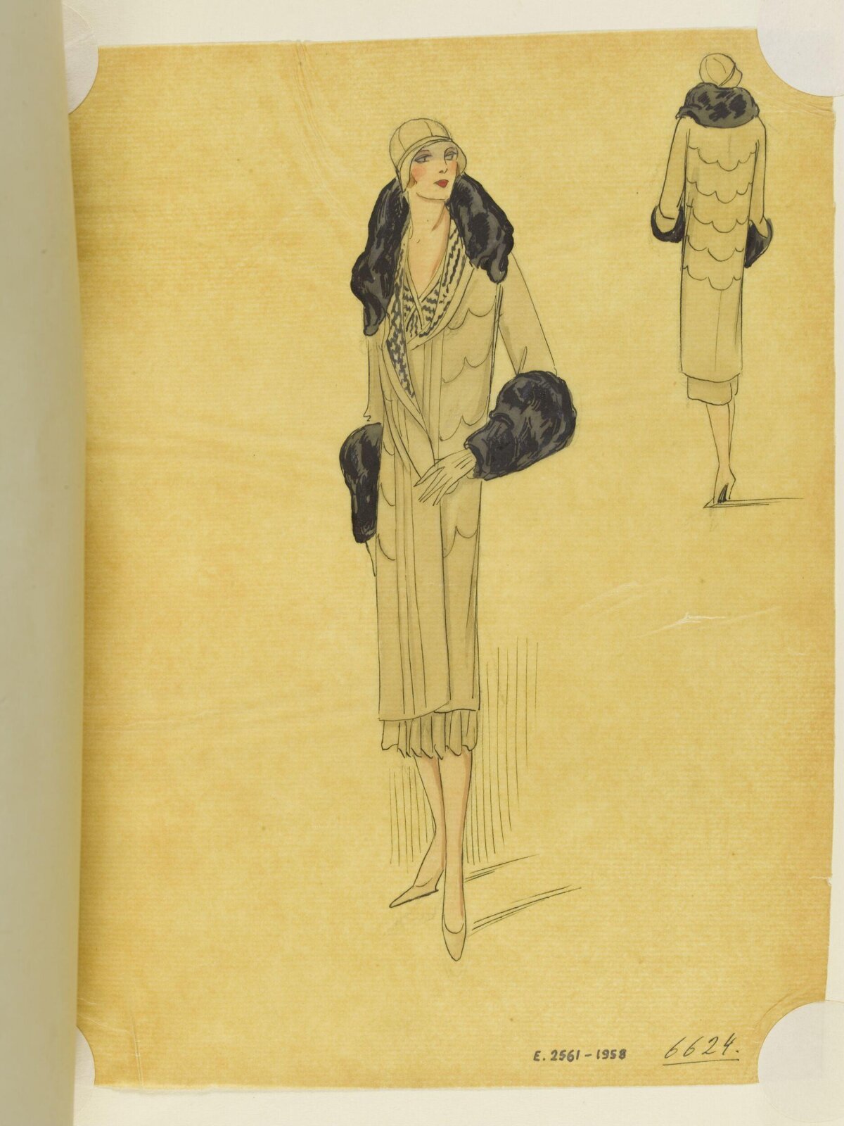 1920s Women's Coat Fashion Sketch