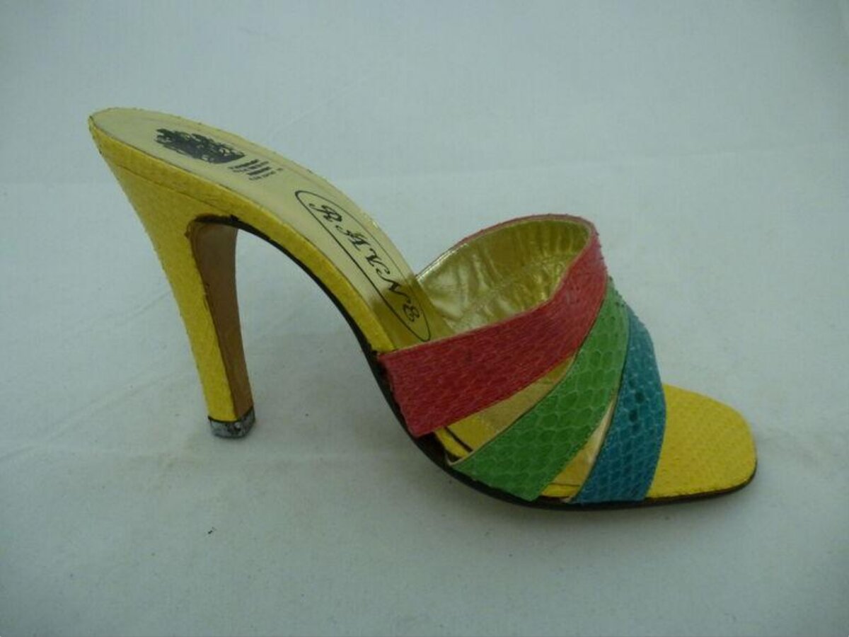 Multicolor High Heel Slide Sandal