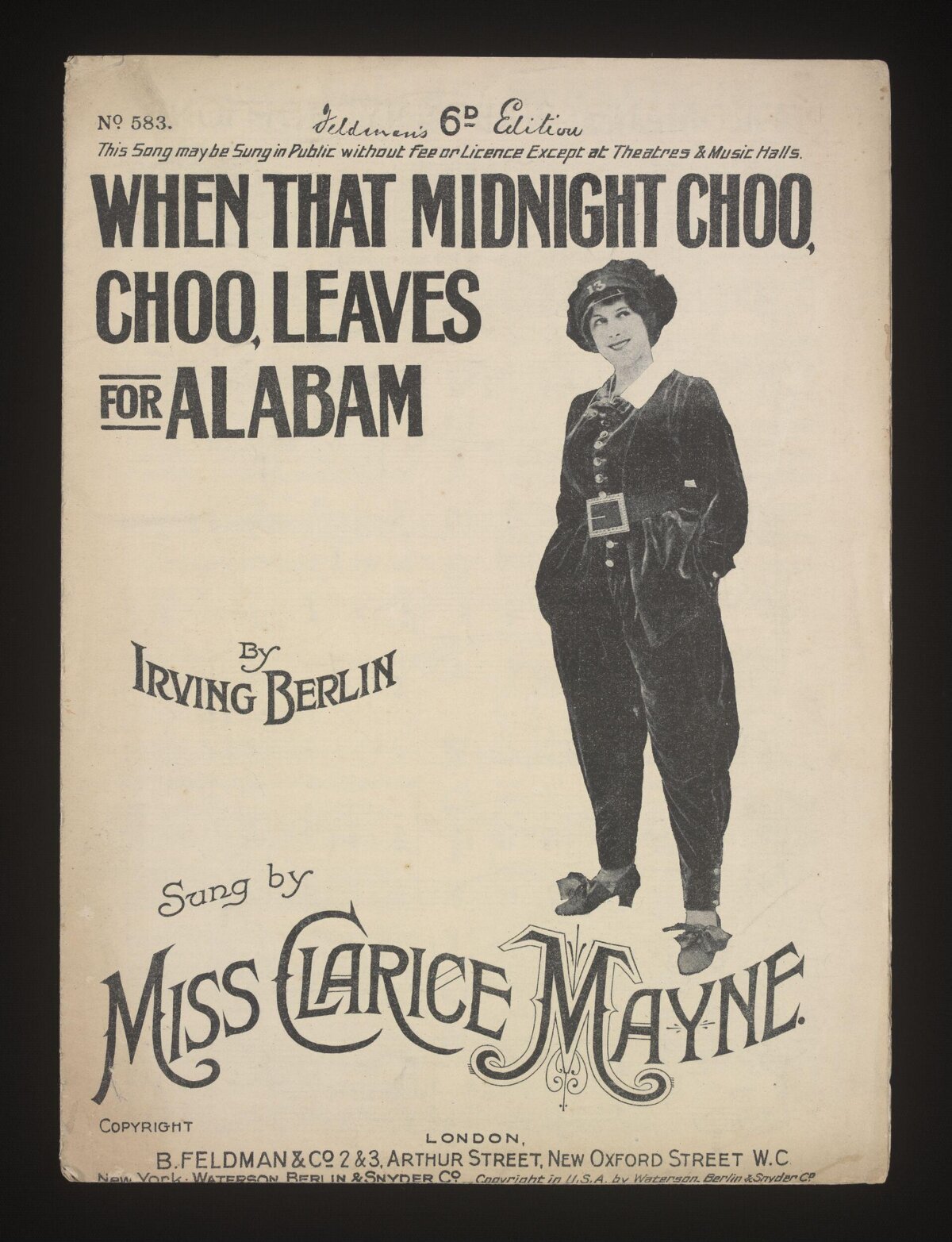 Vintage Irving Berlin Sheet Music Cover