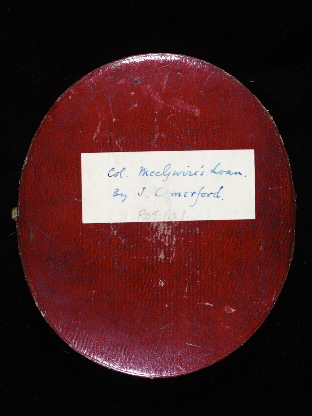 Back of Red Antique Case With Handwritten Label