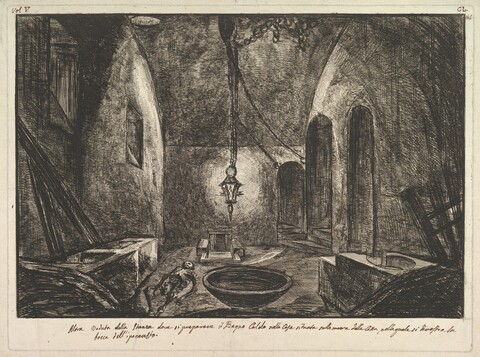 Etching of Ancient Hot Bath Room