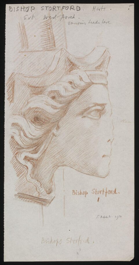 Sketch of Sculpted Head at Bishop Stortford