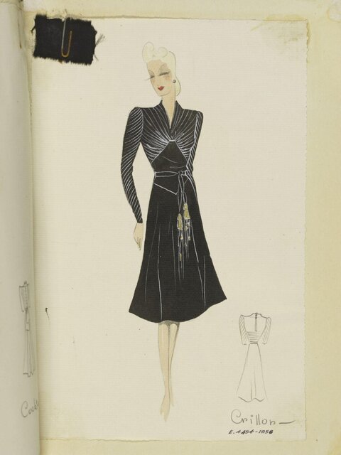 Vintage Black Dress Fashion Sketch