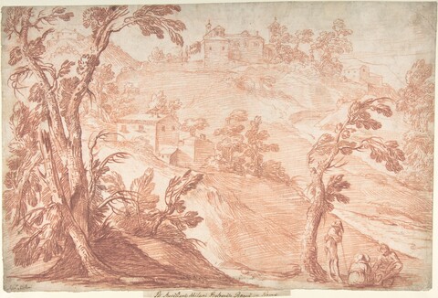 Red Chalk Hilly Landscape Sketch