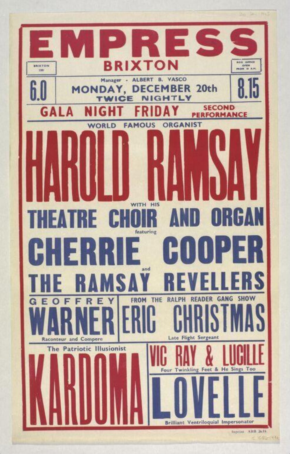 Vintage Empress Brixton Theatre Poster