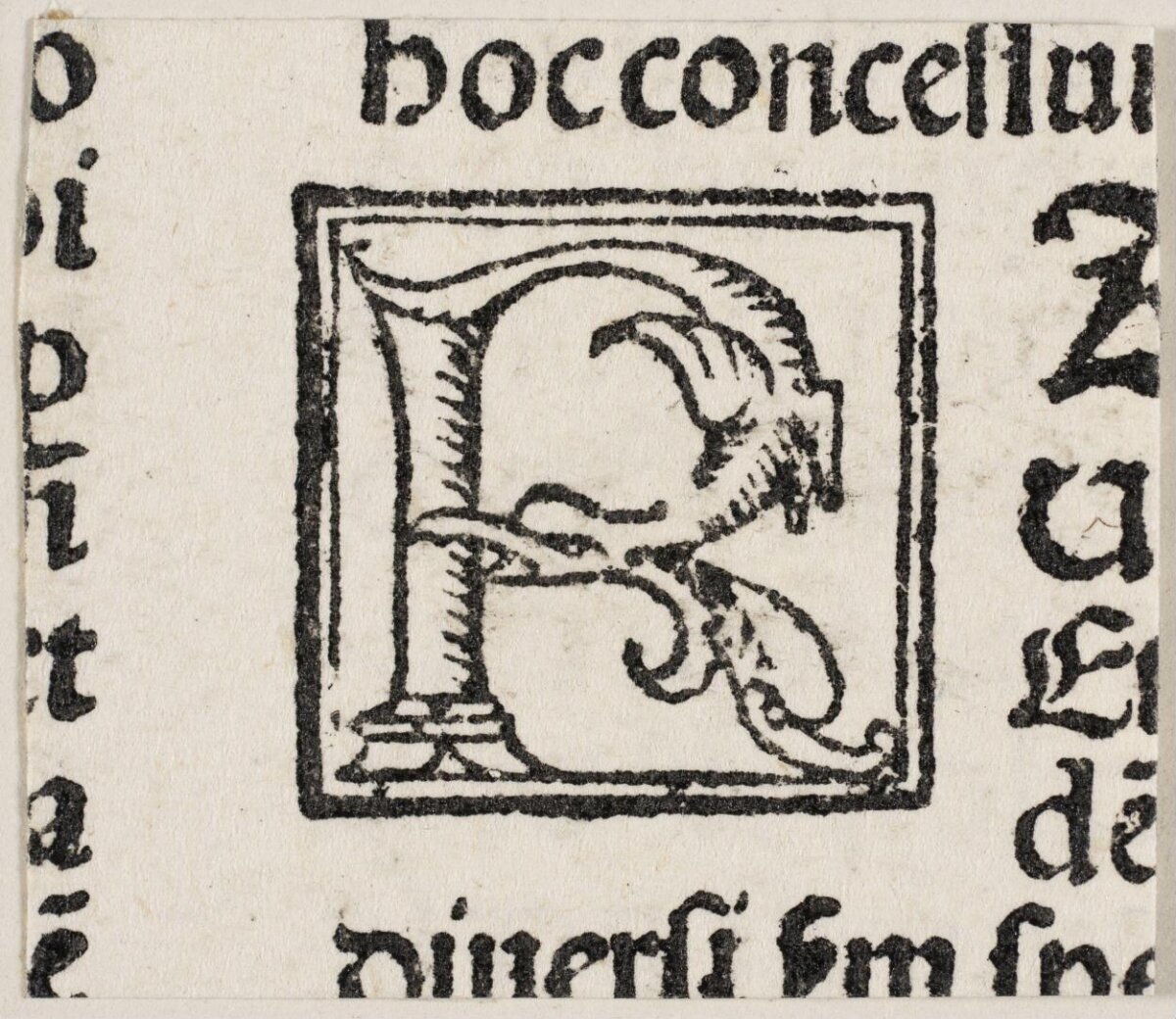 Woodcut Decorated Initial Letter R